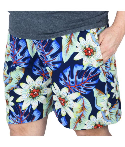 Short Estampado Tactel Elastano Extra Grande Bermuda Azul Aço